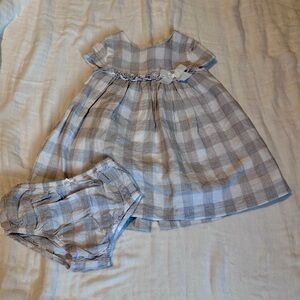 Mayoral Girls Plaid Formal Dress in Gray and White